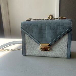 Michael Kors Blue and Cream Chain Crossbody Shoulder Bag